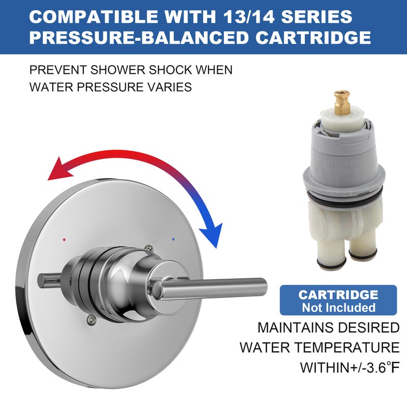 KANDENT Replacement for Delta Trinsic 14 Series Single-Function Shower Valve Trim Kit, Shower Handle, Chrome Shower Trim Kit T14059 (Cartridge and Valve Not Included) - Image 3